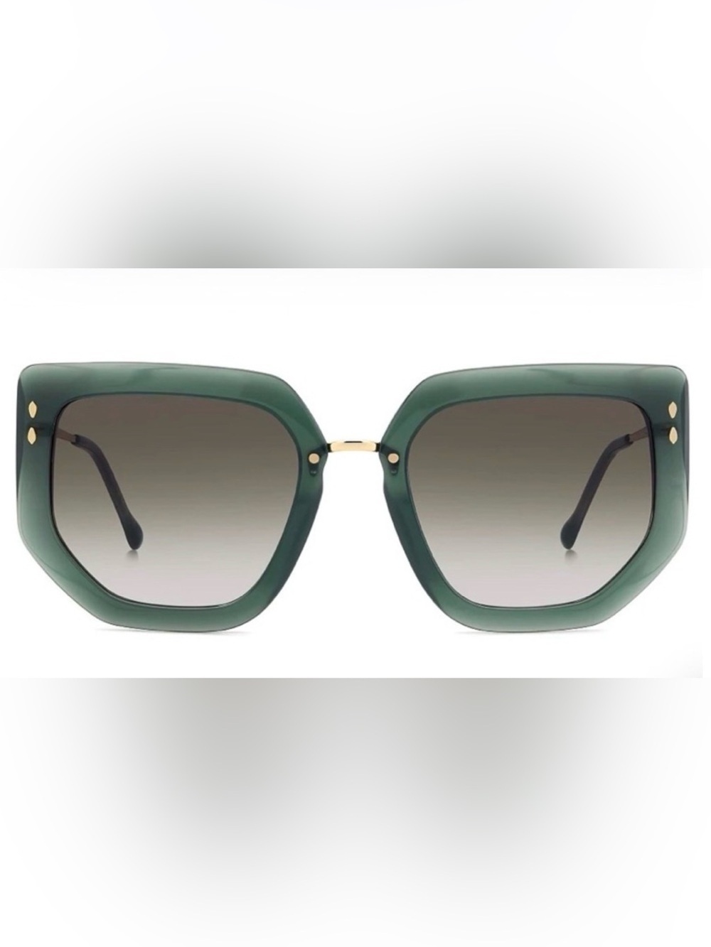 Isabel Marant Green Oversized Square Sunglasses with Gold Bridge